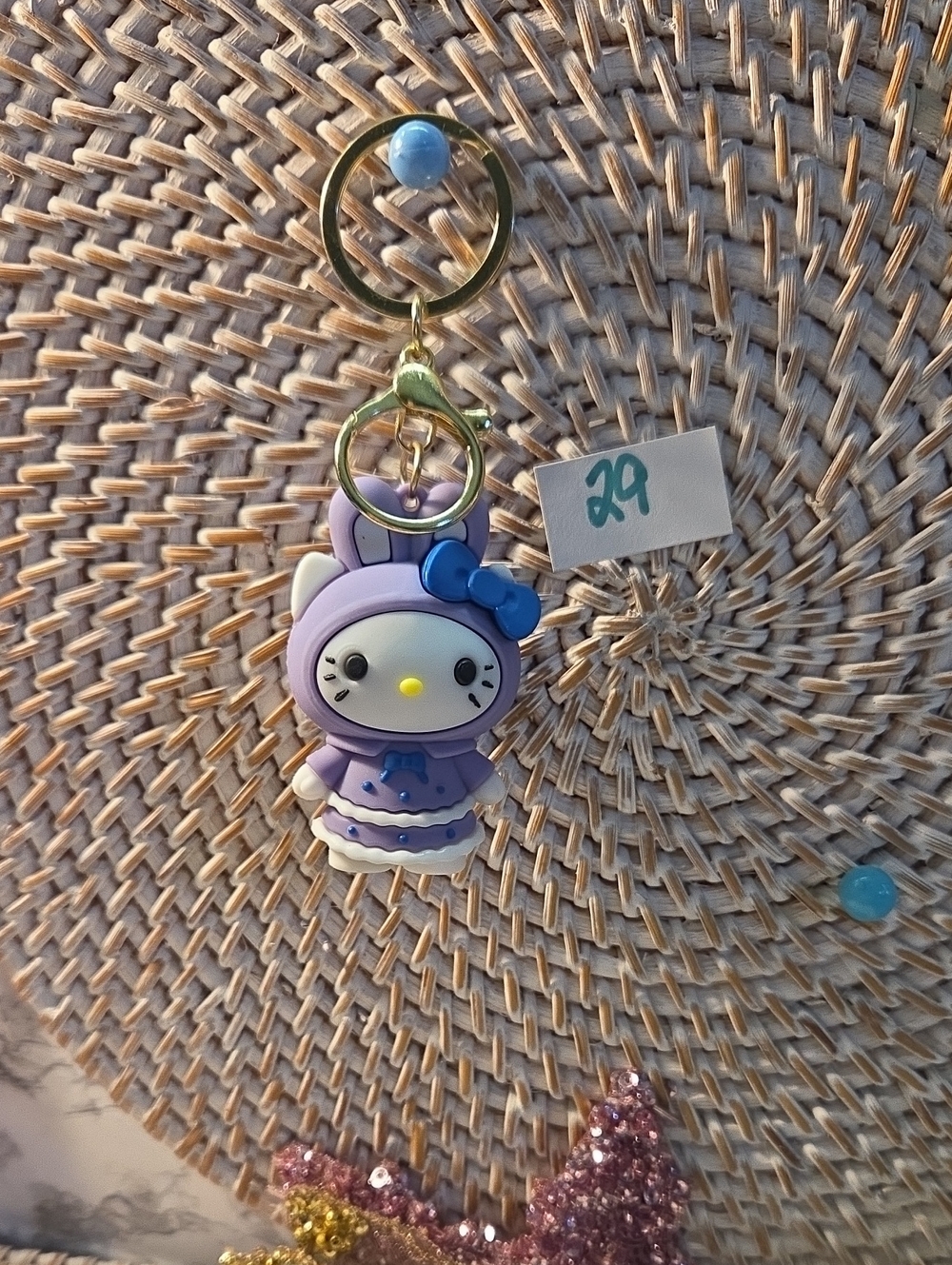 5 For 25 Or 8 Each Hello Kitty Style Purple Bow Keychain for Kids